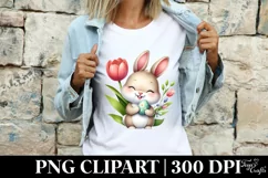 Easter Bunny Egg Flower, Clipart |T-shirt, Mug PNG Product Image 3