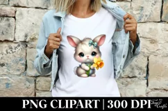 Easter Bunny Egg Flower, Clipart |T-shirt, Mug PNG Product Image 3