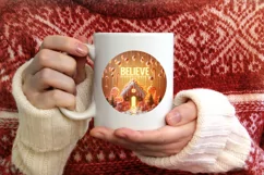 Believe Christmas Round Cute Ornament Sublimation Product Image 3