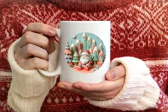 Christmas Round Cute Santa Ornament Sublimation Product Image 3