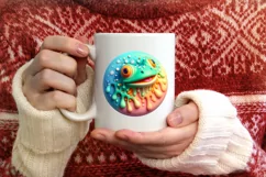 Pastel Christmas Frog with Melting Edges Round Sticker Product Image 3