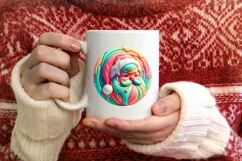 Pastel Santa with Melting Edges Round Sticker Ornament PNG Product Image 1