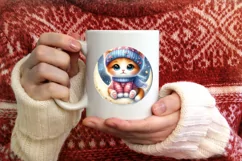 Cute Digital Painting Featuring Cute Baby Kitten PNG Product Image 1