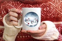 Watercolor Christmas Penguins Ornament Product Image 1