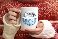 Watercolor Christmas Penguins Ornament Product Image 3