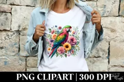 Watercolor Colorful Parrot Florals|T-shirt, Mug, Tumbler Product Image 3