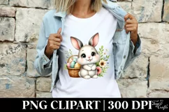 Easter Bunny Egg Flower, Clipart |T-shirt, Mug PNG Product Image 4