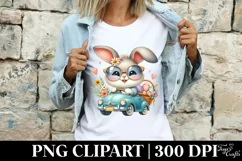 Easter Bunny Egg Flower, Clipart |T-shirt, Mug PNG Product Image 3