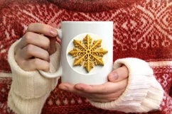 Snow Flake Christmas Round Cute Ornament Sublimation Product Image 3