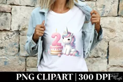 2 years birth day cake unicorn clipart Product Image 5