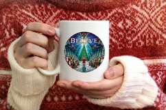 Believe Night Christmas Round Cute Ornament Sublimation Product Image 3
