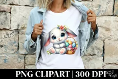 Easter Bunny Egg Flower, Clipart |T-shirt, Mug PNG Product Image 3
