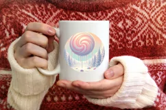 Pastel Winter Scene Round Sublimation PNG Product Image 4