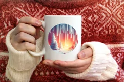 Pastel Winter Scene Round Sublimation PNG Product Image 4