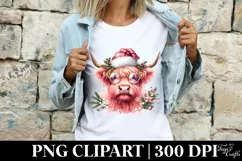 Cute Pink Highland Cow PNG Product Image 4