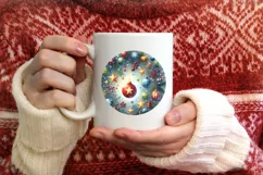 Watercolor Christmas Twinkle Round Sticker PNG Product Image 4