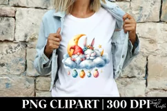 Easter Gnome With Bunny On a Cloud Clipart |T-shirt, Sticker Product Image 4