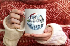 Winter Scene Penguin Round Ornament Sublimation PNG Product Image 4