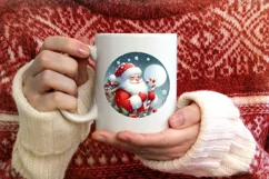 Santa Round Sticker Sublimation PNG Product Image 4