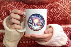 Christmas Santa Round Sticker Sublimation PNG Product Image 3