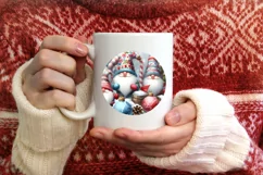 snow,winter gnomes round sticker sublimation png Product Image 1
