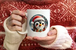 Penguin Christmas Round Cute Ornament Sublimation Product Image 3