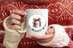 Watercolor Christmas Gift Round Ornament PNG Product Image 3