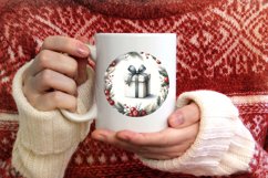 Watercolor Christmas Gift Round Ornament PNG Product Image 1