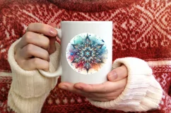 Snow Flake Christmas Round Cute Ornament Sublimation Product Image 3