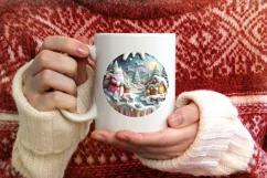 Christmas Round Cute Animal Ornament Sublimation Product Image 3