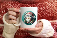 Penguin Christmas Round Cute Ornament Sublimation Product Image 3