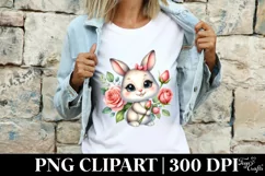 Easter Bunny Egg Flower, Clipart |T-shirt, Mug PNG Product Image 4