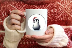 Round Christmas Ornament with Penguin PNG Product Image 1