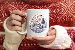 Detailed Winter Christmas Candy Round Ornament Sublimation Product Image 1