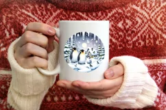 Watercolor Winter Penguins PNG Product Image 3