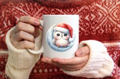 Cute Watercolor Christmas Baby Owl Ornament Product Image 4