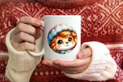 Winter Baby Lion with Gift Box Sublimation PNG Product Image 3