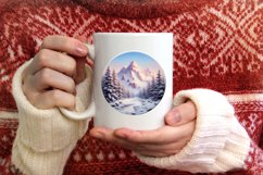 Winter Scene Round Ornament Sublimation PNG Product Image 3
