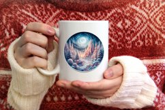 Winter Scene Round Ornament Sublimation PNG Product Image 4