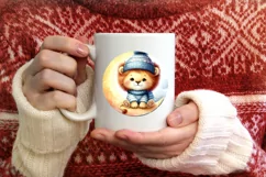 Digital Painting Vintage Baby Lion on Moon Product Image 3