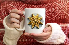 Snow Flake Christmas Round Cute Ornament Sublimation Product Image 3