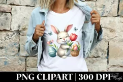 Easter Bunny Egg Flower, Clipart |T-shirt, Mug PNG Product Image 3