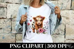 Cute Highland Cow Spring Love Flowers |T-shirt, Mug, Tumbler Product Image 3