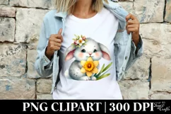 Easter Bunny Egg Flower, Clipart |T-shirt, Mug PNG Product Image 3