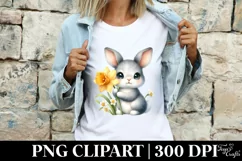 Easter Bunny Egg Flower, Clipart |T-shirt, Mug PNG Product Image 3