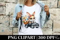 Easter Bunny Black Car Flower, Clipart |T-shirt, Mug PNG Product Image 4