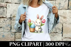 Easter Bunny Egg Flower, Clipart |T-shirt, Mug PNG Product Image 3