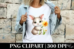Easter Bunny Flower, Clipart |T-shirt, Mug PNG Product Image 3