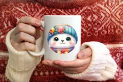 Cute Vintage Christmas Seal Digital PNG Product Image 1