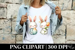 Easter Bunnies Egg Flower, Clipart |T-shirt, Mug PNG Product Image 4